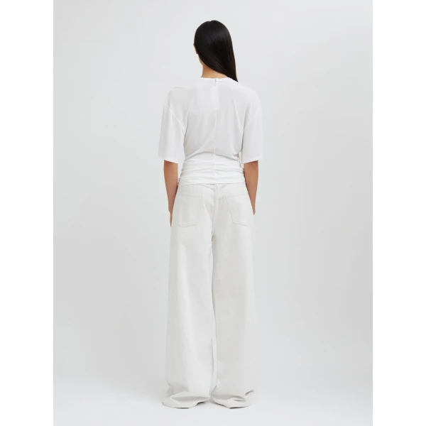 Christopher Esber Side Cowl Waist Tee in Milk | T-shirts | Luxury Shoes 