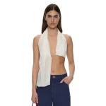 Christopher Esber Silk Scarf Chain Bra Top in White | Tops | Luxury Shoes 