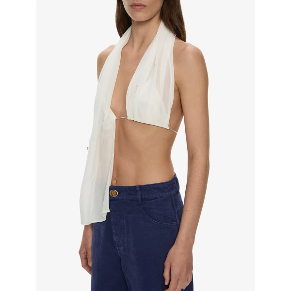 Christopher Esber Silk Scarf Chain Bra Top in White | Tops | Luxury Shoes 