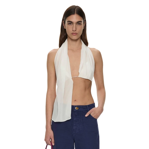 Christopher Esber Silk Scarf Chain Bra Top in White | Tops | Luxury Shoes 