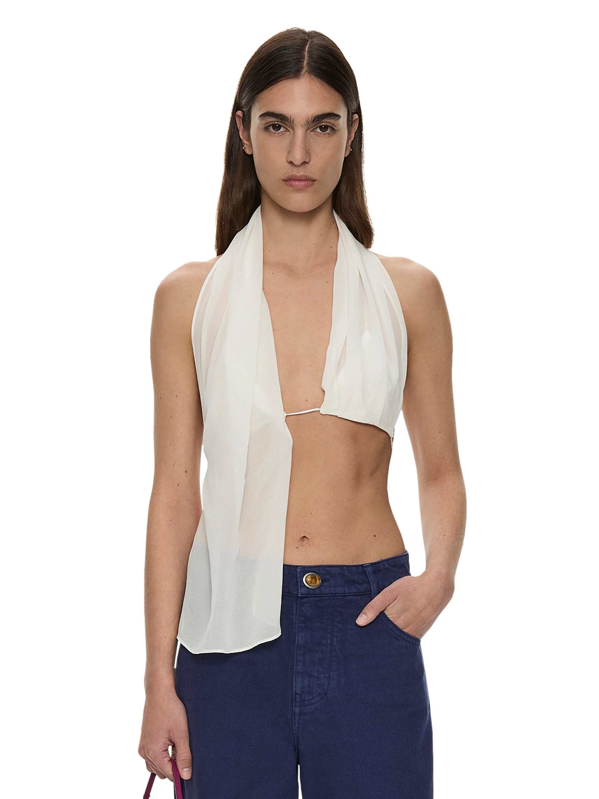 Christopher Esber Silk Scarf Chain Bra Top in White Christopher Esber Silk Scarf Chain Bra Top in White | Tops | Luxury Shoes