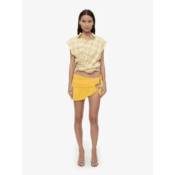 Christopher Esber Sleeveless Tornado Shirt in Sun Faded Flannel | Shirts | Luxury Shoes 