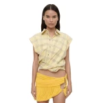 Christopher Esber Sleeveless Tornado Shirt in Sun Faded Flannel | Shirts | Luxury Shoes 