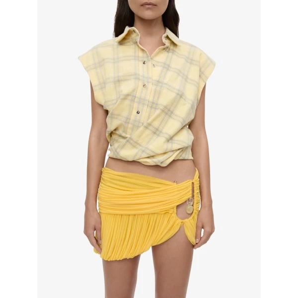 Christopher Esber Sleeveless Tornado Shirt in Sun Faded Flannel | Shirts | Luxury Shoes 