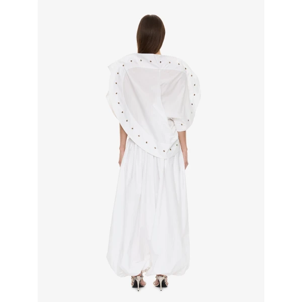 Christopher Esber Spiral Stone Snap Poplin Top in White | Shirts | Luxury Shoes 