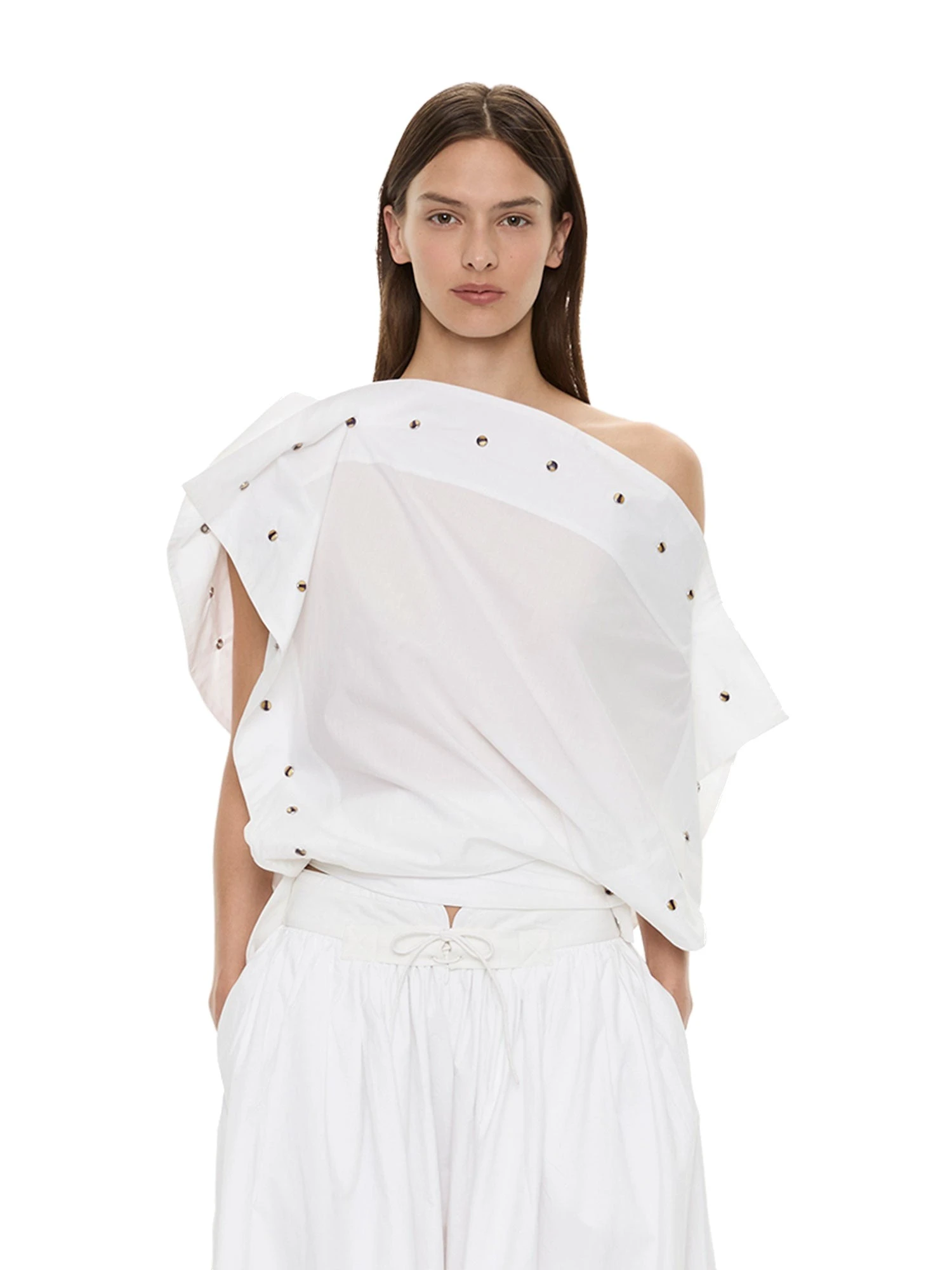 Christopher Esber Spiral Stone Snap Poplin Top in White Christopher Esber Spiral Stone Snap Poplin Top in White | Shirts | Luxury Shoes