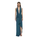 Christopher Esber Spire Cascade Gown in Petrol | Evening Gowns | Luxury Shoes 