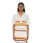 Christopher Esber Stripe Knit Clean Polo in Solaris Stripe | Sweaters | Luxury Shoes 