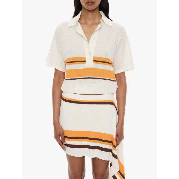 Christopher Esber Stripe Knit Clean Polo in Solaris Stripe | Sweaters | Luxury Shoes 
