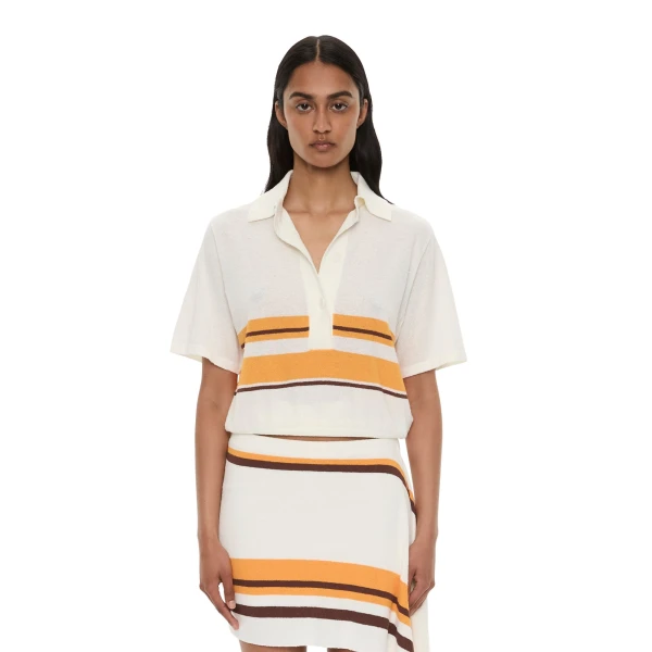 Christopher Esber Stripe Knit Clean Polo in Solaris Stripe | Sweaters | Luxury Shoes 