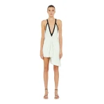 Christopher Esber Suspended Jersey Fluted Mini Dress in Vapour Mint Black | Mini Dresses | Luxury Shoes 
