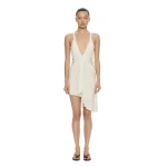 Christopher Esber Suspended Jersey Fluted Mini Dress in White | Mini Dresses | Luxury Shoes 