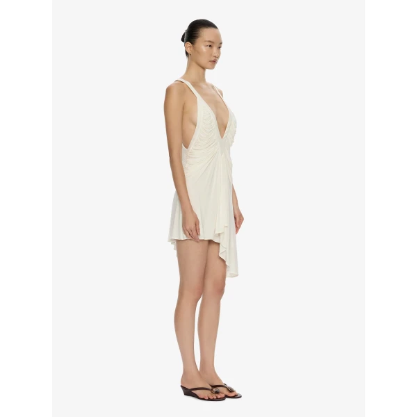 Christopher Esber Suspended Jersey Fluted Mini Dress in White | Mini Dresses | Luxury Shoes 