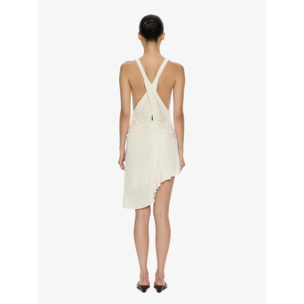 Christopher Esber Suspended Jersey Fluted Mini Dress in White | Mini Dresses | Luxury Shoes 