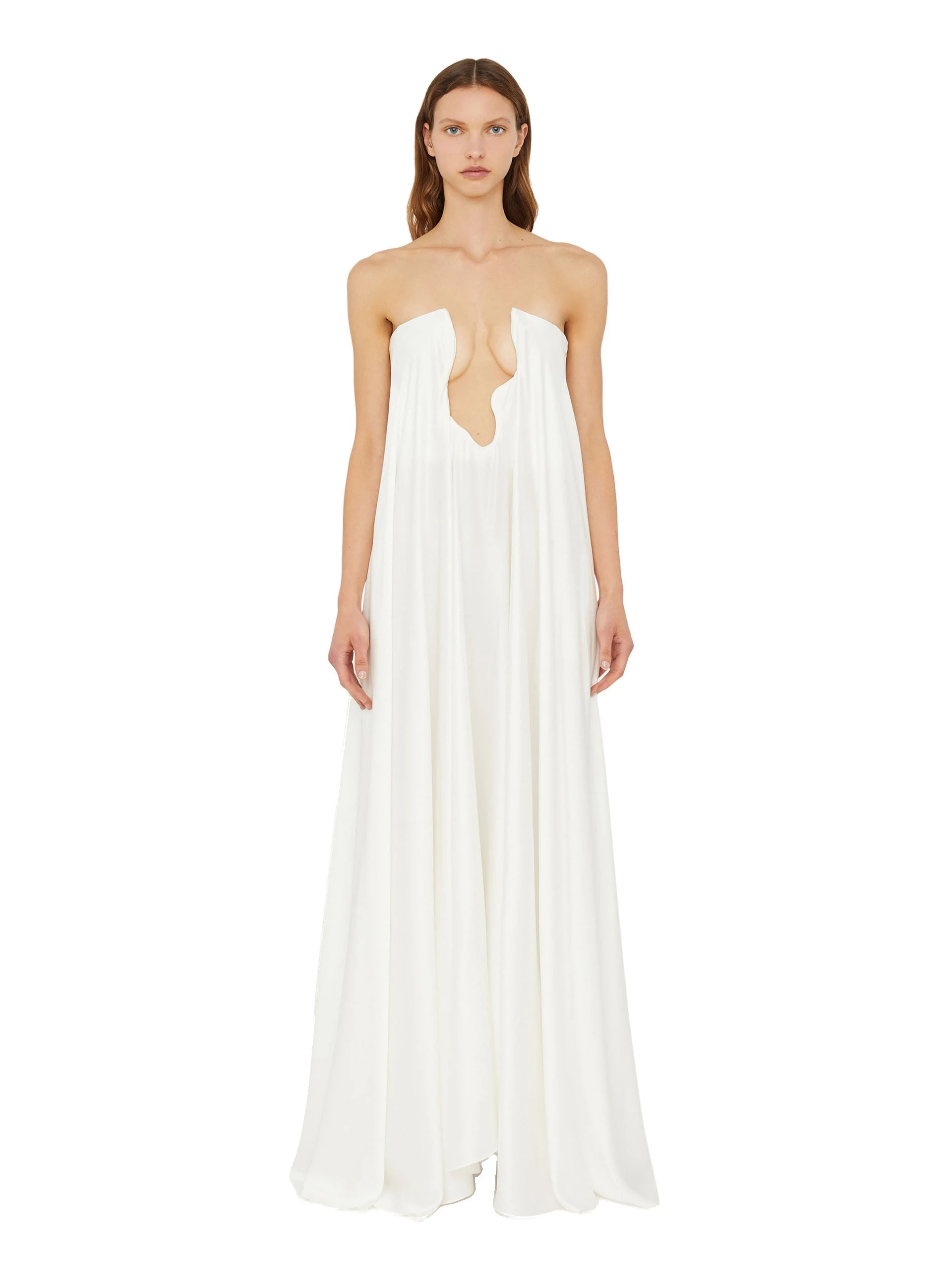 Christopher Esber Textured Silk Salacia Strapless Gown in White Christopher Esber Textured Silk Salacia Strapless Gown in White | Evening Gowns | Luxury Shoes