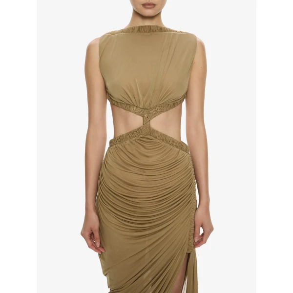 Christopher Esber Theia Separation Dress in Khaki | Maxi Dresses | Luxury Shoes 