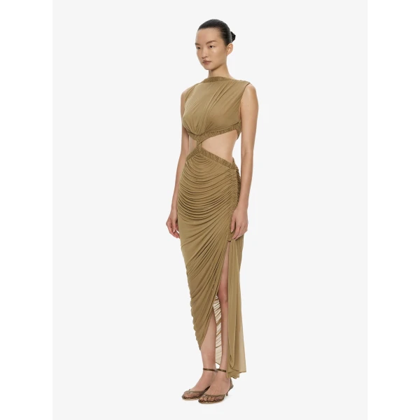 Christopher Esber Theia Separation Dress in Khaki | Maxi Dresses | Luxury Shoes 