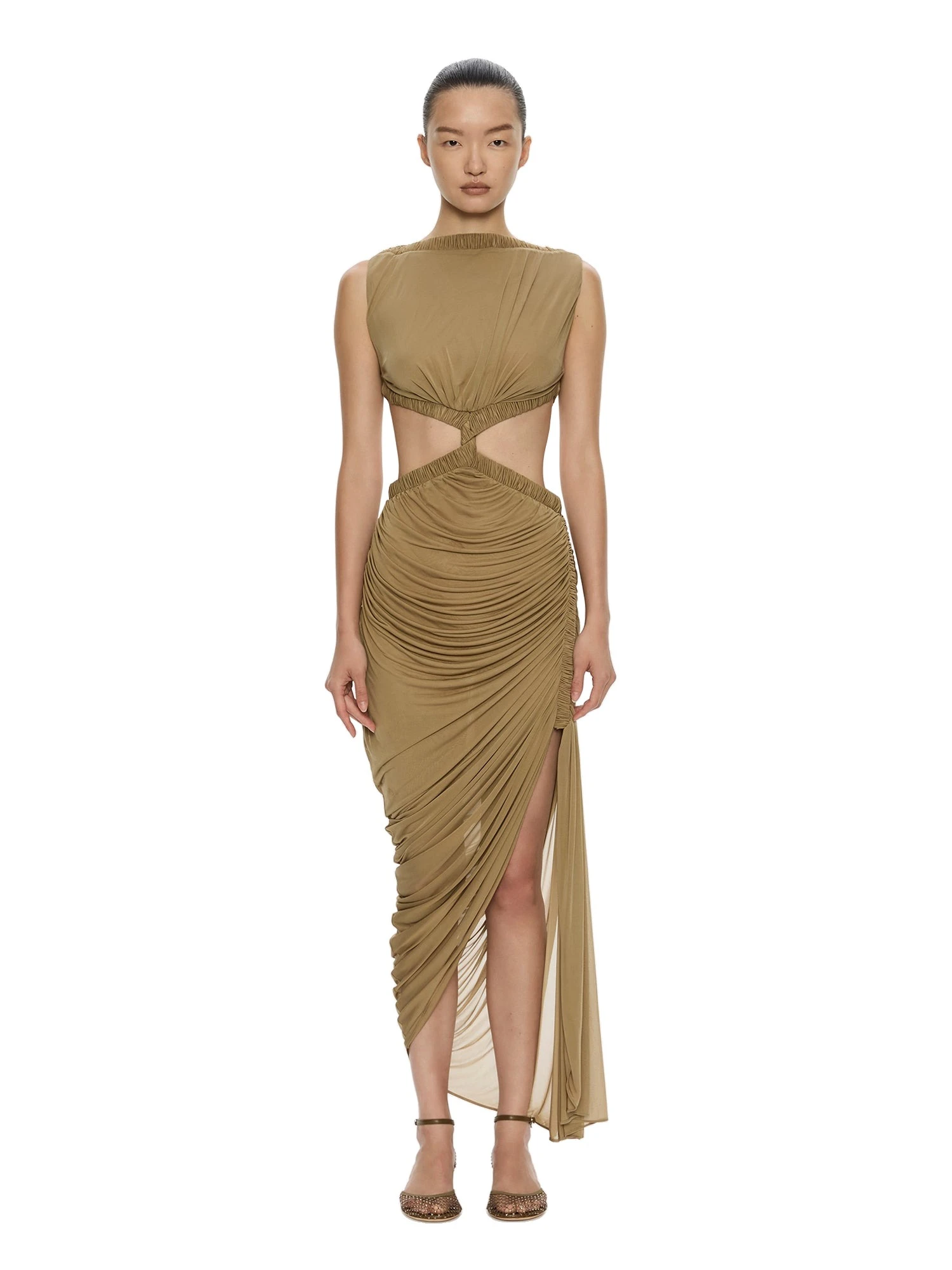 Christopher Esber Theia Separation Dress in Khaki Christopher Esber Theia Separation Dress in Khaki | Maxi Dresses | Luxury Shoes