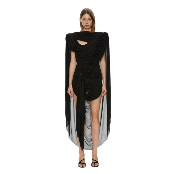 Christopher Esber Torrent Draped Mini Dress in Black | Mini Dresses | Luxury Shoes 