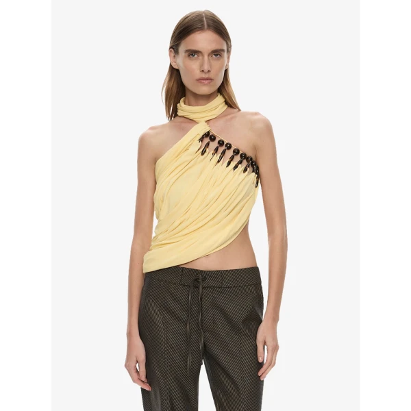 Christopher Esber Tortoise Droplet Halter Top in Butter | Sleeveless | Luxury Shoes 