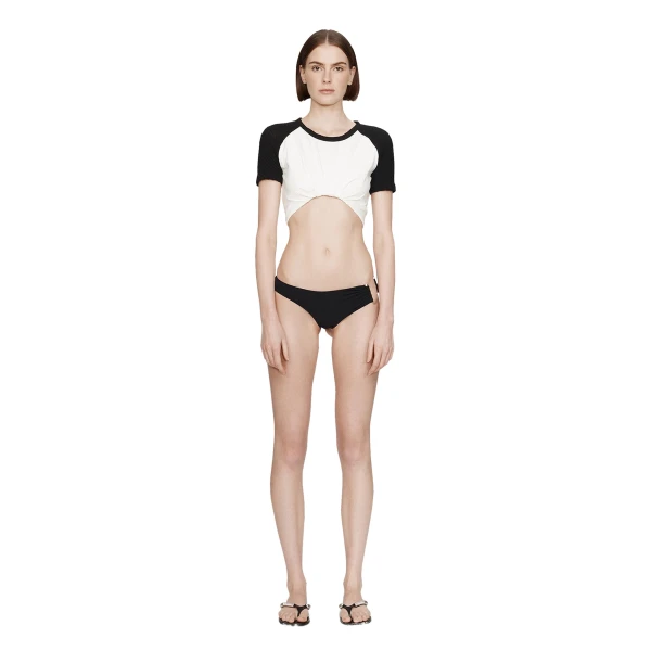 Tucked Ringer Jersey Tee in Black White