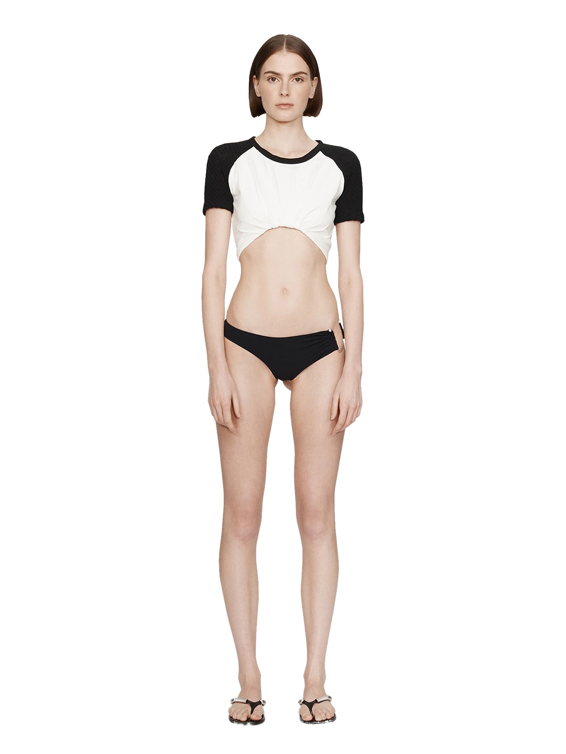 Christopher Esber Tucked Ringer Jersey Tee in Black White Christopher Esber Tucked Ringer Jersey Tee in Black White | T-shirts | Luxury Shoes