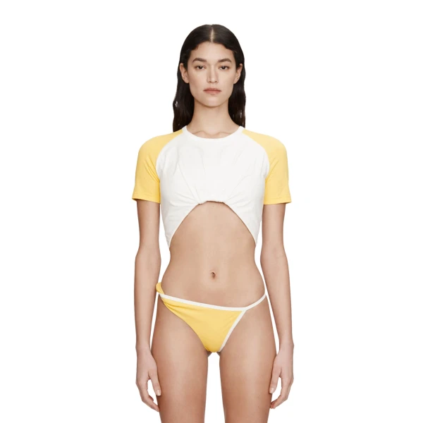 Tucked Ringer Jersey Tee in Zest White