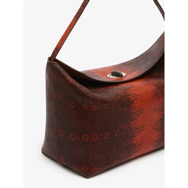 Christopher Esber Turnlock Lizard Shoulder Bag in Lizard Brown | Shoulder & Crossbody Bags | Luxury Shoes 