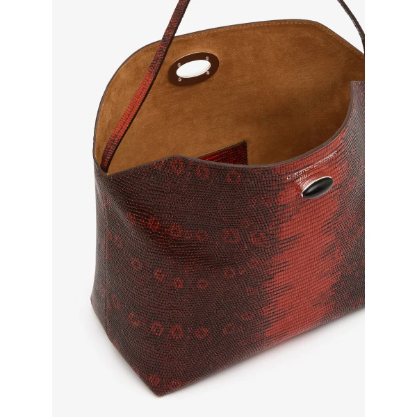 Christopher Esber Turnlock Lizard Shoulder Bag in Lizard Brown | Shoulder & Crossbody Bags | Luxury Shoes 