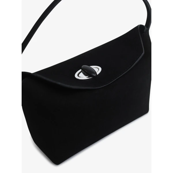 Christopher Esber Turnlock Suede Mini Bag in Black | Mini Bags | Luxury Shoes 