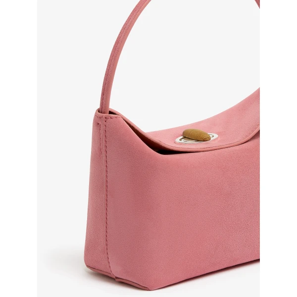 Christopher Esber Turnlock Suede Mini Bag in Bubblegum | Mini Bags | Luxury Shoes 