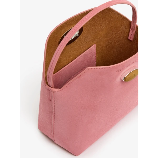 Christopher Esber Turnlock Suede Mini Bag in Bubblegum | Mini Bags | Luxury Shoes 