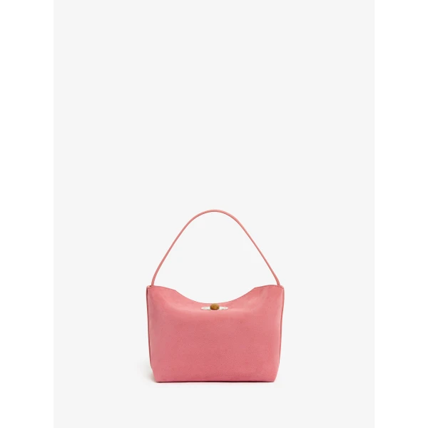 Christopher Esber Turnlock Suede Mini Bag in Bubblegum | Mini Bags | Luxury Shoes 
