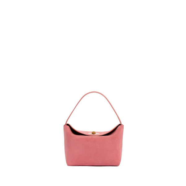 Christopher Esber Turnlock Suede Mini Bag in Bubblegum | Mini Bags | Luxury Shoes 