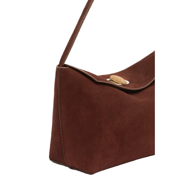 Christopher Esber Turnlock Suede Mini Bag in Espresso | Mini Bags | Luxury Shoes 