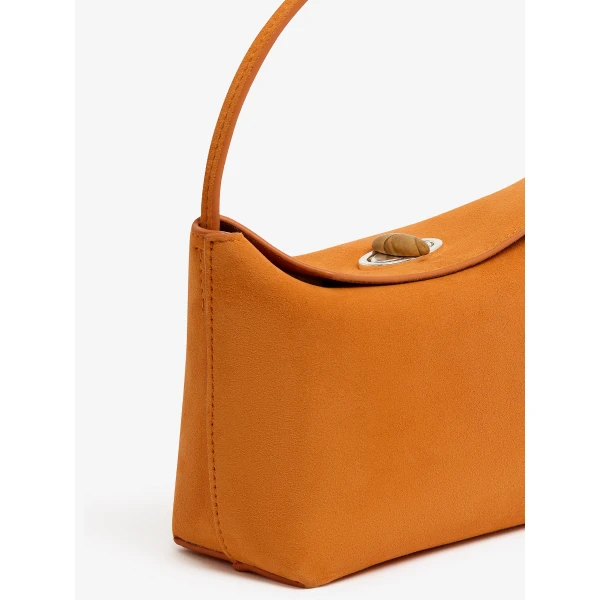 Christopher Esber Turnlock Suede Mini Bag in Orange | Mini Bags | Luxury Shoes 