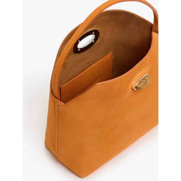 Christopher Esber Turnlock Suede Mini Bag in Orange | Mini Bags | Luxury Shoes 
