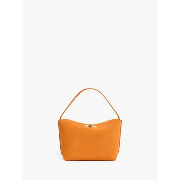 Christopher Esber Turnlock Suede Mini Bag in Orange | Mini Bags | Luxury Shoes 