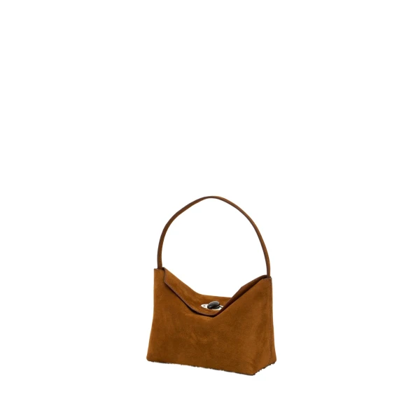 Christopher Esber Turnlock Suede Mini Bag in Russet | Mini Bags | Luxury Shoes 