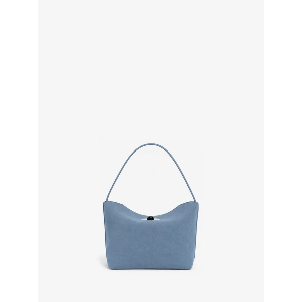 Christopher Esber Turnlock Suede Mini Bag in Steel Blue | Mini Bags | Luxury Shoes 