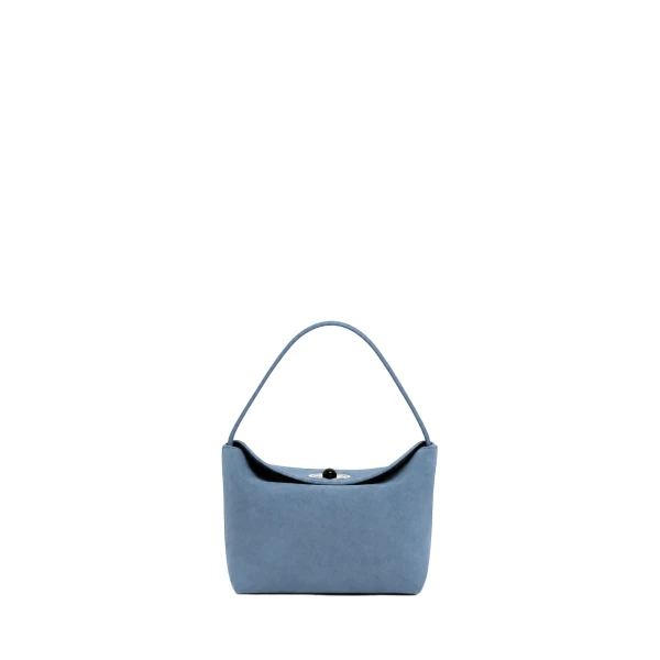 Christopher Esber Turnlock Suede Mini Bag in Steel Blue | Mini Bags | Luxury Shoes 