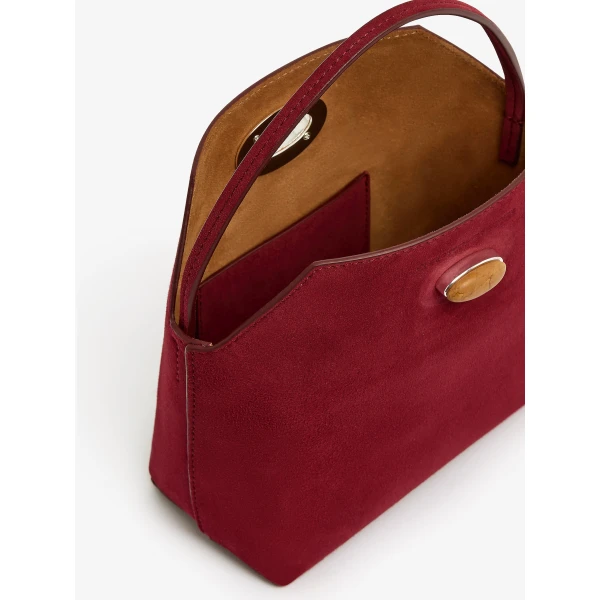 Christopher Esber Turnlock Suede Mini Bag in Wine | Mini Bags | Luxury Shoes 