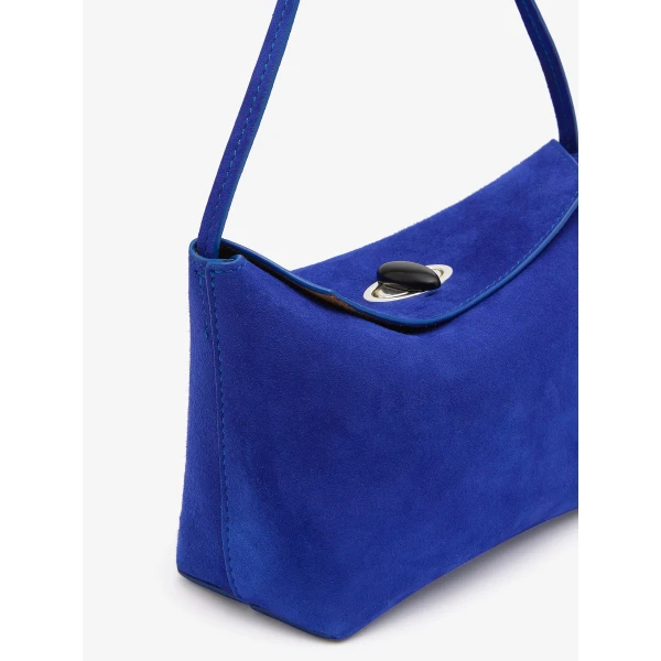 Christopher Esber Turnlock Suede Mini Bag in Yves Blue | Mini Bags | Luxury Shoes 