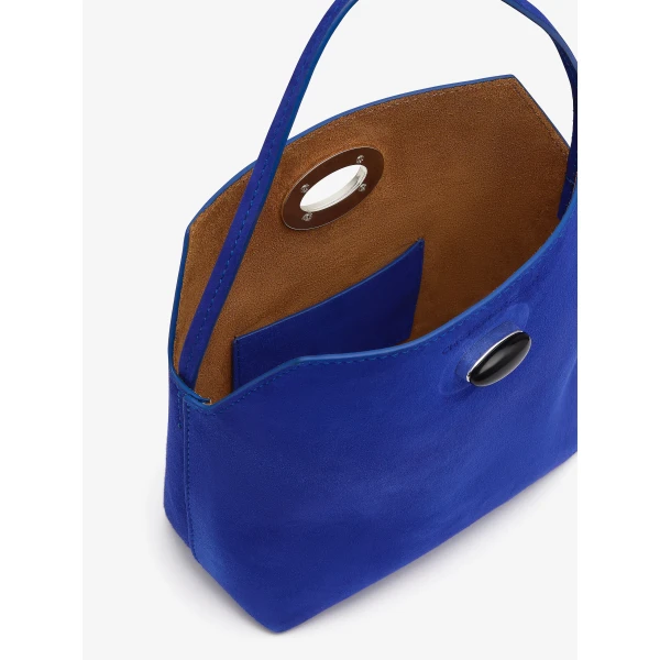 Christopher Esber Turnlock Suede Mini Bag in Yves Blue | Mini Bags | Luxury Shoes 