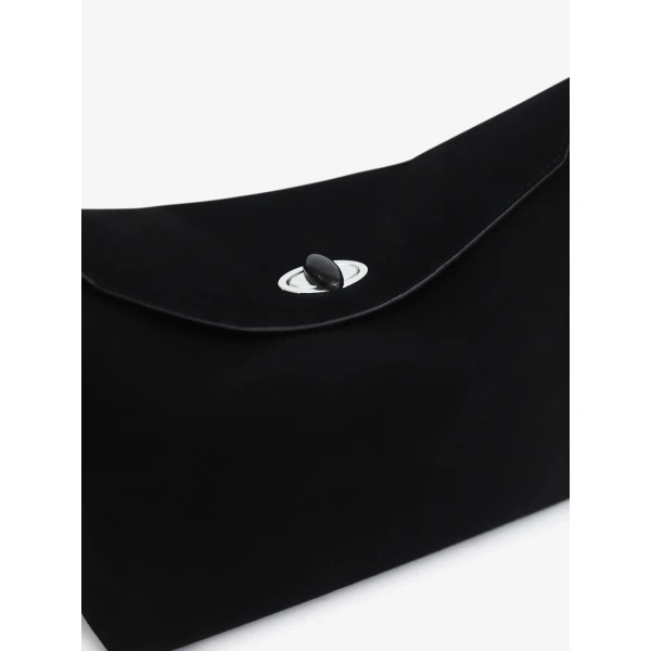 Christopher Esber Turnlock Suede Shoulder Bag in Black | Shoulder & Crossbody Bags | Luxury Shoes 