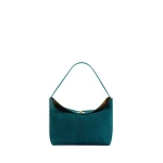 Christopher Esber Turnlock Suede Shoulder Bag in Caspian Green Tan | Shoulder & Crossbody Bags | Luxury Shoes 