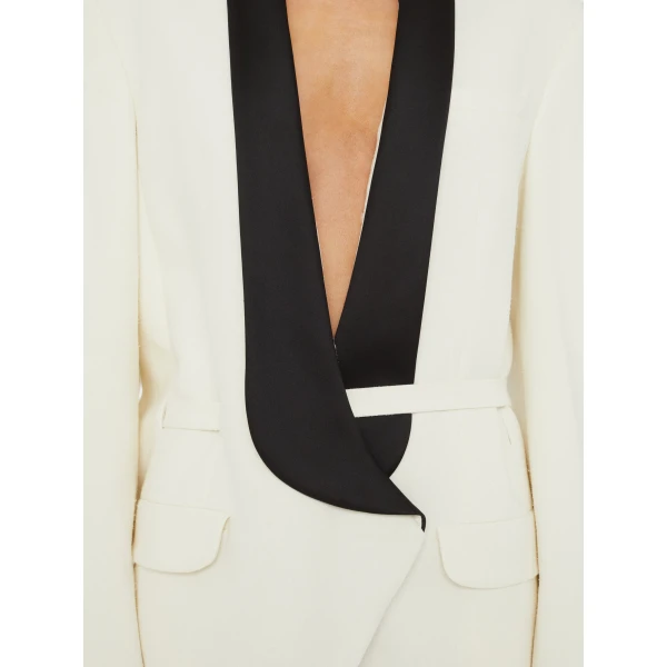 Christopher Esber Tuxedo Contrast Silk Blazer in White Black | Blazers | Luxury Shoes 