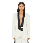 Christopher Esber Tuxedo Contrast Silk Blazer in White Black | Blazers | Luxury Shoes 