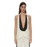 Christopher Esber Tuxedo Contrast Silk Vest in White Black | Vests | Luxury Shoes 