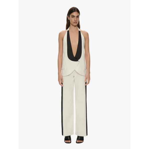 Christopher Esber Tuxedo Contrast Silk Vest in White Black | Vests | Luxury Shoes 